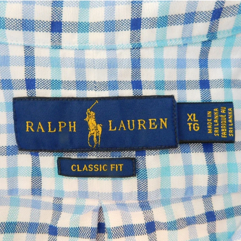 Polo‎ Ralph Lauren Mens XL Classic Fit Blue Plaid Long Sleeve Button Down Shirt
